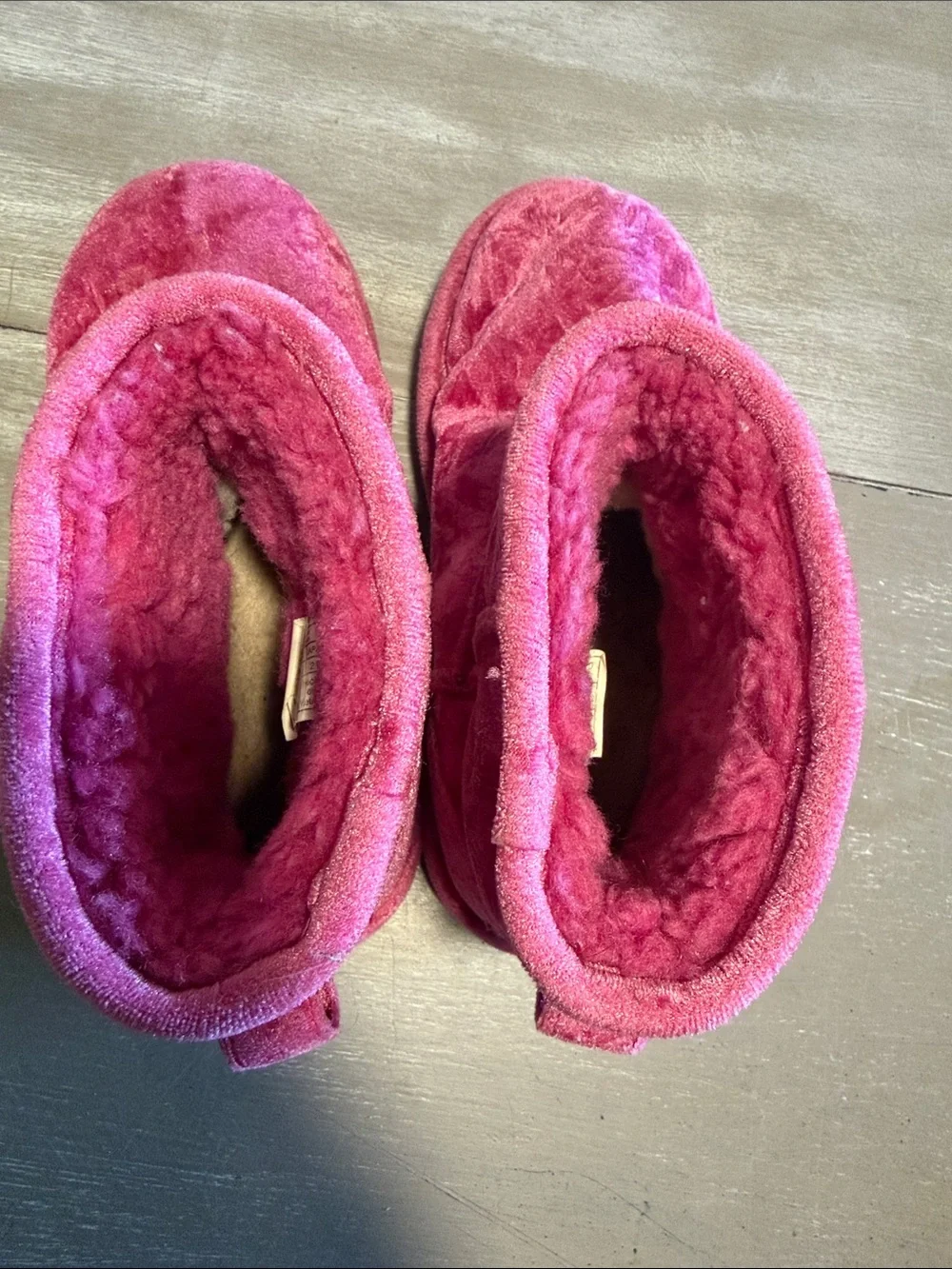 UGG Kids Plush Magenta Slip-On Booties